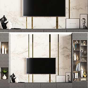 Modern TV Wall Set 01 3D model image 1 