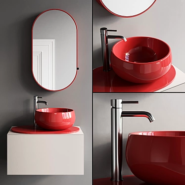 Ceramica Cielo Delfo Set 4: Vanity, Washbasin & Mirror 3D model image 1 