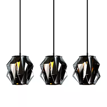 Elegant Black Pendant Lamp - 1180mm 3D model image 1 