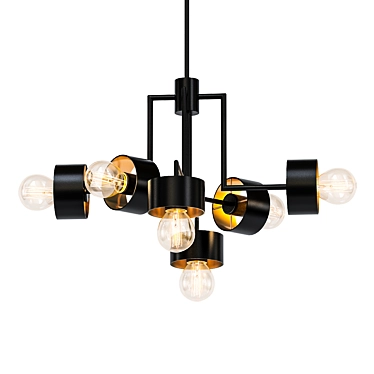 Elegant Black and Gold 6-Light Chandelier 3D model image 1 