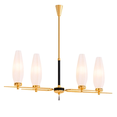 French Modernist Linear Chandelier 3D model image 1 