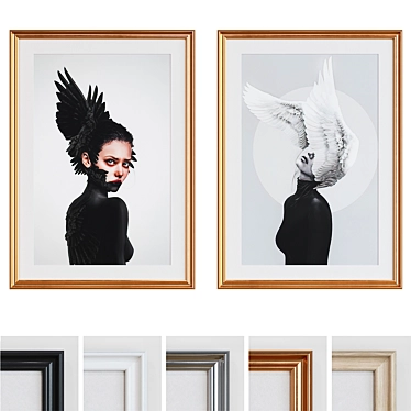 Modern Winged Women Collage Picture Frame Set 3D model image 1 