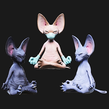 Three decorative figurines of funny sphinx cats