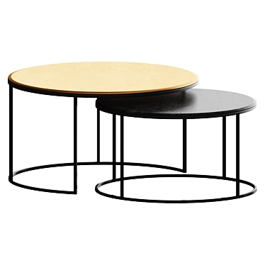 Modern Knurled Slot Coffee Tables Set 3D model image 1 