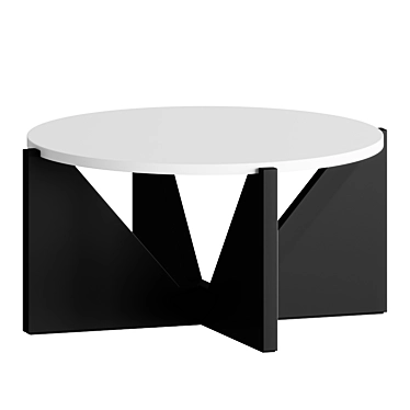  Modern Concrete Coffee Table with Ebony Base 3D model image 1 