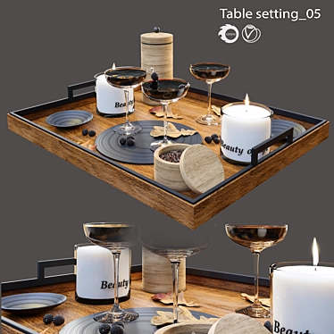 Elegant Table Setting Set 3D model image 1 