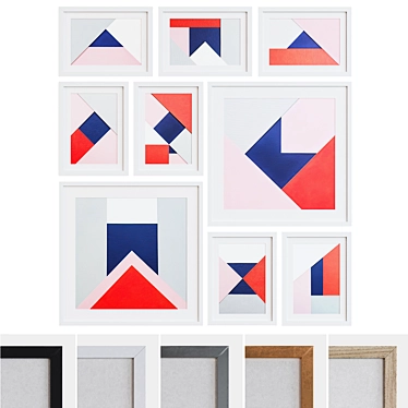 Modern Geometric Collage Frame Set 3D model image 1 