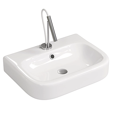 Modern Square Washbasin 600 3D model image 1 