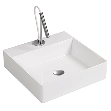 Modern Square Ceramic Countertop Washbasin 3D model image 1 