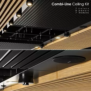 Combi-Line Ceiling Kit: Innovative Design with Wood and Metal Panels 3D model image 1 