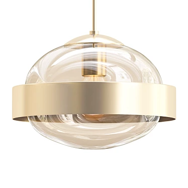 Hand-Blown Glass & Brass Pendant 3D model image 1 