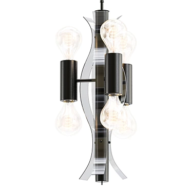 Sleek Black Lucite Chandelier 3D model image 1 