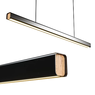 Sleek Black & Walnut LED Pendant 3D model image 1 