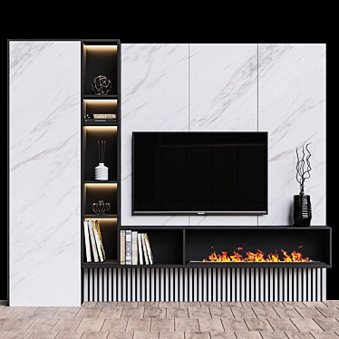 Modern TV Wall Design 3D model image 1 