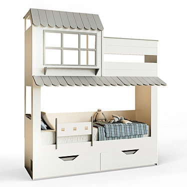 Space-saving Children's Loft Bed 3D model image 1 