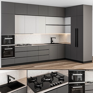 Modern Gray and White Kitchen Cabinets 3D model image 1 