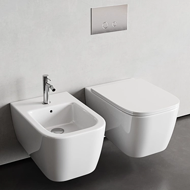 Rexa Design Maybe.2 WC&Bidet: Wall-Hung Luxury 3D model image 1 