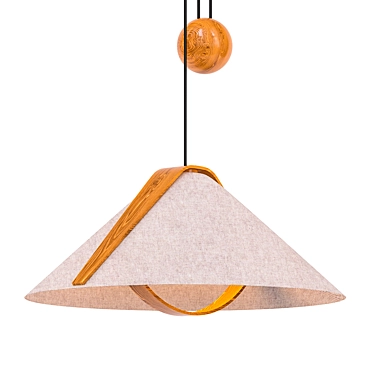 Modern Beech Wood Pendant Light 3D model image 1 