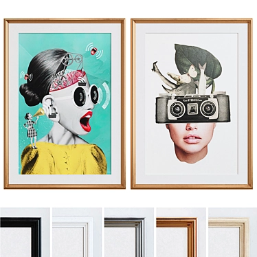 Modern Frame Set with Bright Collages 3D model image 1 