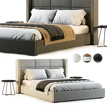 Modern RH Mdena Rectangular Bed 3D model image 1 