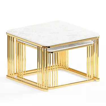 Marble Square Side Table: Modern Elegance 3D model image 1 
