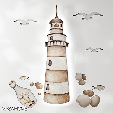 Coastal Glow: Lighthouse & Sea Set 3D model image 1 