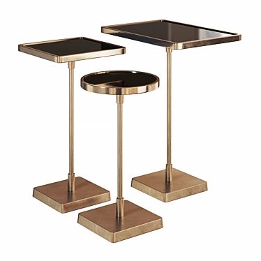 Kaela Arteriors: Elegant Brass and Glass Side Tables 3D model image 1 