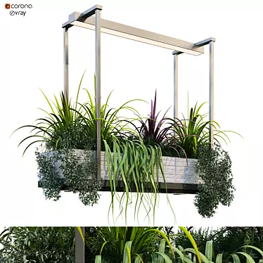 Modern Metal Box Plant Set 3D model image 1 