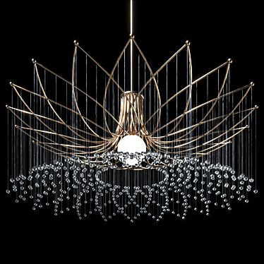 Round metal chandelier with crystals