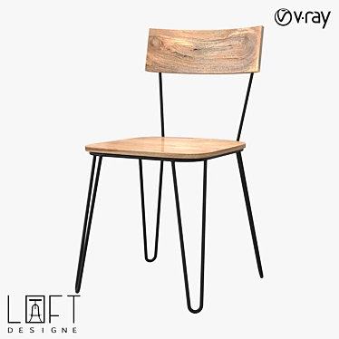 LoftDesigne 188 Wooden Metal Chair 3D model image 1 