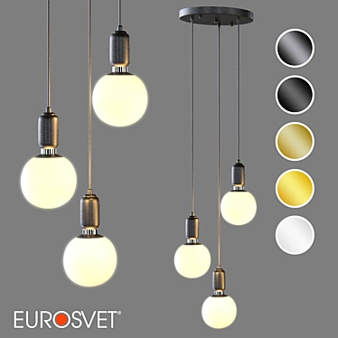 Bubble Glass Pendant Lamp by Eurosvet 3D model image 1 