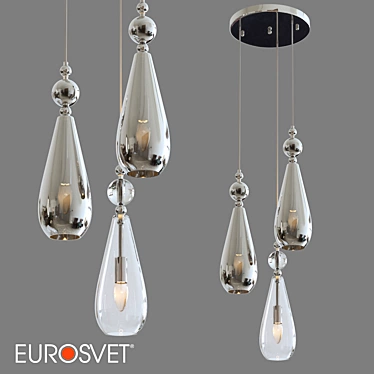 OM Pendant Lamp: Glass Shades, Chrome Finish (Eurosvet 50202/3) 3D model image 1 