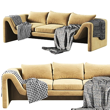 Sleek Perimeter Camel Sofa 3D model image 1 