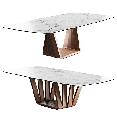 Modern Rectangular Dining Table with Marble Top 3D model image 1 