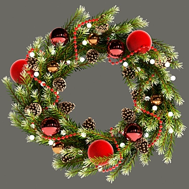 Festive Holiday Wreath with Toys & Pine Cones 3D model image 1 