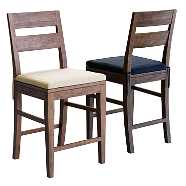 Crate & Barrel Basque Bar Stool: Solid Wood, Timeless Design 3D model image 1 