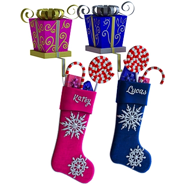 Festive Gift Socks Set 3D model image 1 