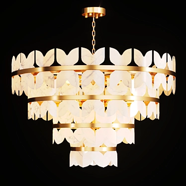 Elegant Marble Plate Chandelier 3D model image 1 