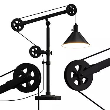 Rustic Pulley Table Lamp 3D model image 1 