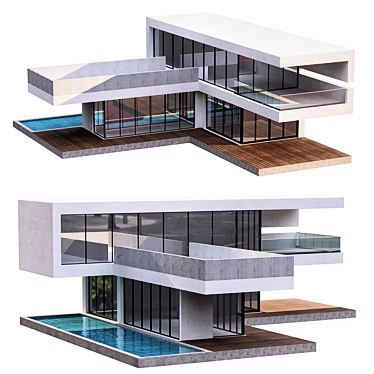 Modern House No4: Detailed Elements & High-Quality Textures 3D model image 1 