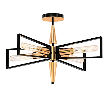 Elegant Black and Brass Ceiling Light 3D model image 1 