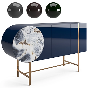 Luxury Ocean Storm Marble Baxter Selene Dresser 3D model image 1 