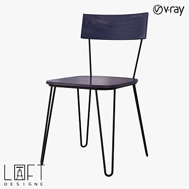 Stylish Wood and Metal Chair 3D model image 1 