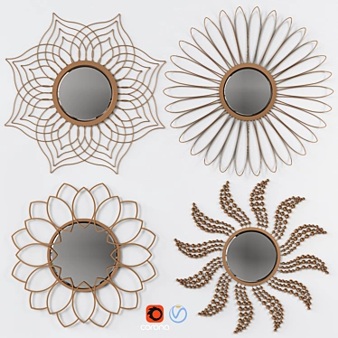 Reflective Sunflower Mirror Set 3D model image 1 