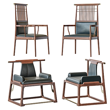 Title: Elegant Chinese Leather Armchair 3D model image 1 