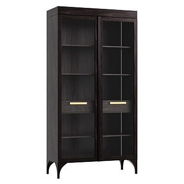 Elegant Glass Front Wardrobe with Drawers 3D model image 1 