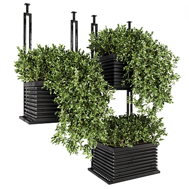 Modern Metal Box with Hanging Indoor Plants 3D model image 1 