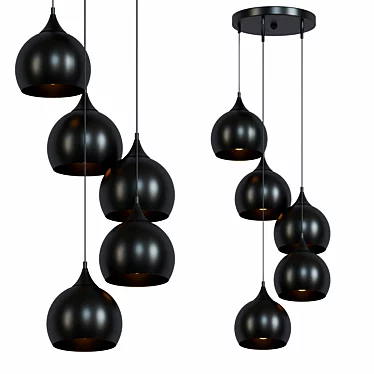 Lyric Cluster Pendant Light - Modern Moment's 5-Flame Lighting 3D model image 1 