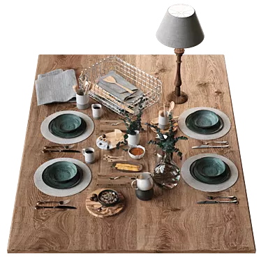 Elegant Dining Table Set 3D model image 1 