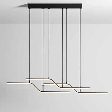 Black Gold LED Pendant Light: Modern Kitchen Island Illumination 3D model image 1 